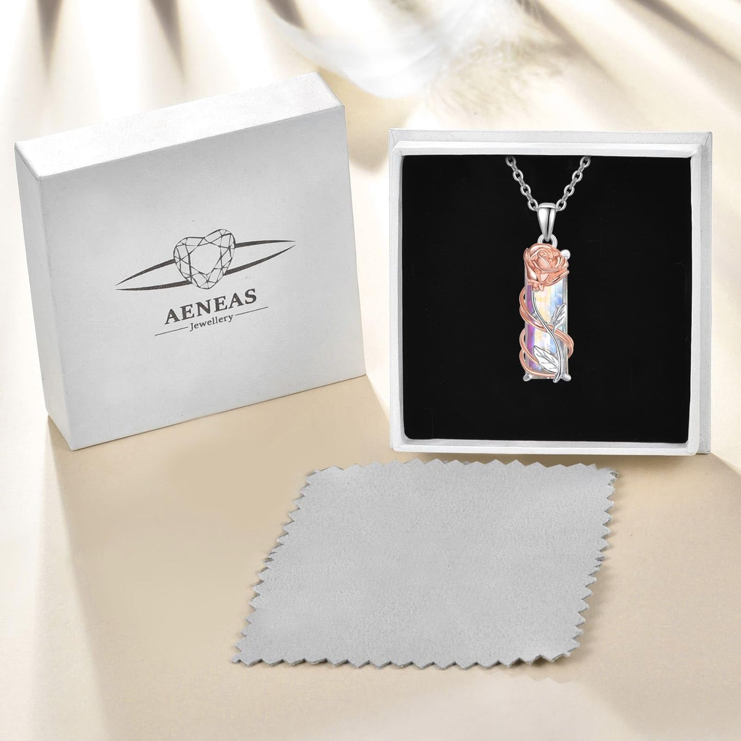AENEAS Rose Gifts for Women Rose Necklace Sterling Silver Jewelry Gift for Her Crystal Necklace Gifts for Anniversary Christmas Birthday