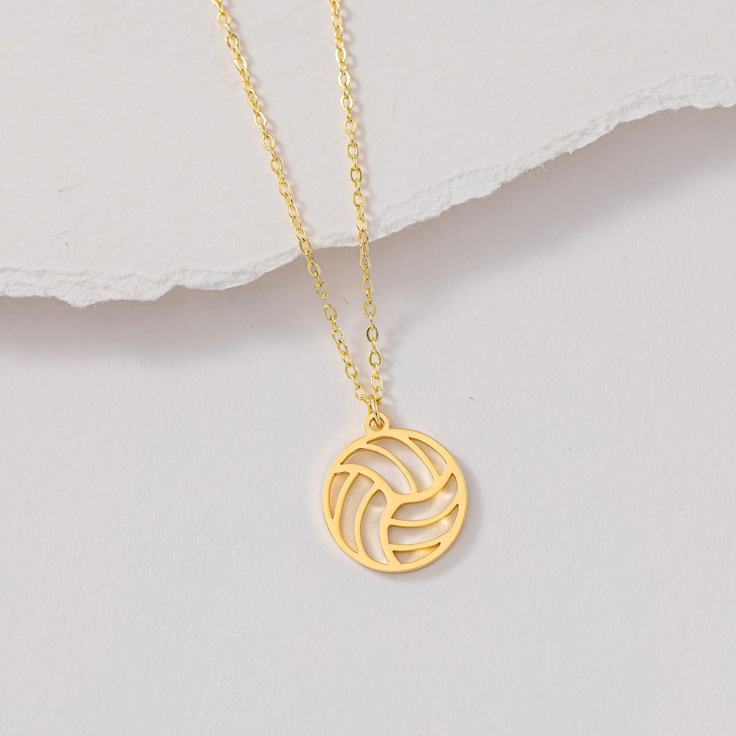VRIUA Volleyball Necklace - 14K Gold Plated Dainty Volleyball Necklace for Women - Trendy Gold Pendant Necklaces Simple Everyday Trendy Jewelry