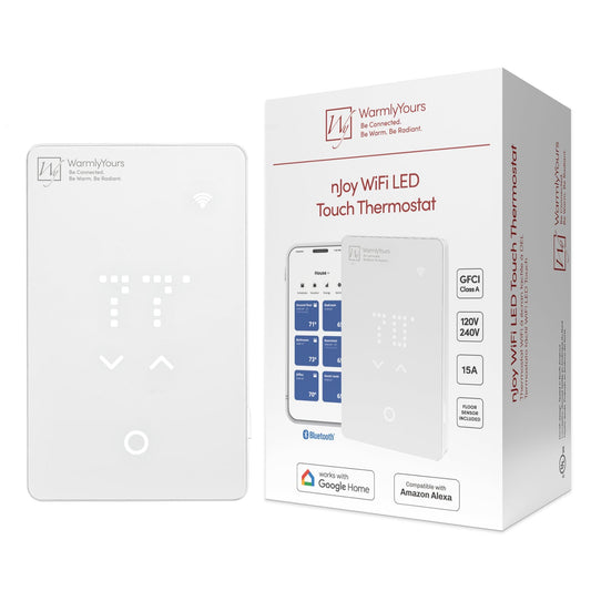 WarmlyYours nJoy WiFi LED Touch Programmable Thermostat - Heated Floor Thermostat with Advanced WiFi Control