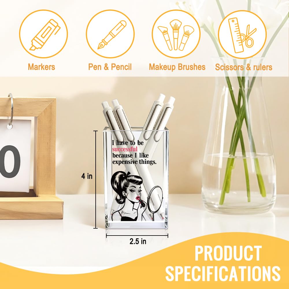 Mhfpl I Have To Be Successful Acrylic Cosmetic Pencil Pen Holder Cup, Inspirational Quote Gifts for Daughter Niece Friend, Career Woman Motivation Gifts for Makeup Artist Entrepreneur Coworker Boss