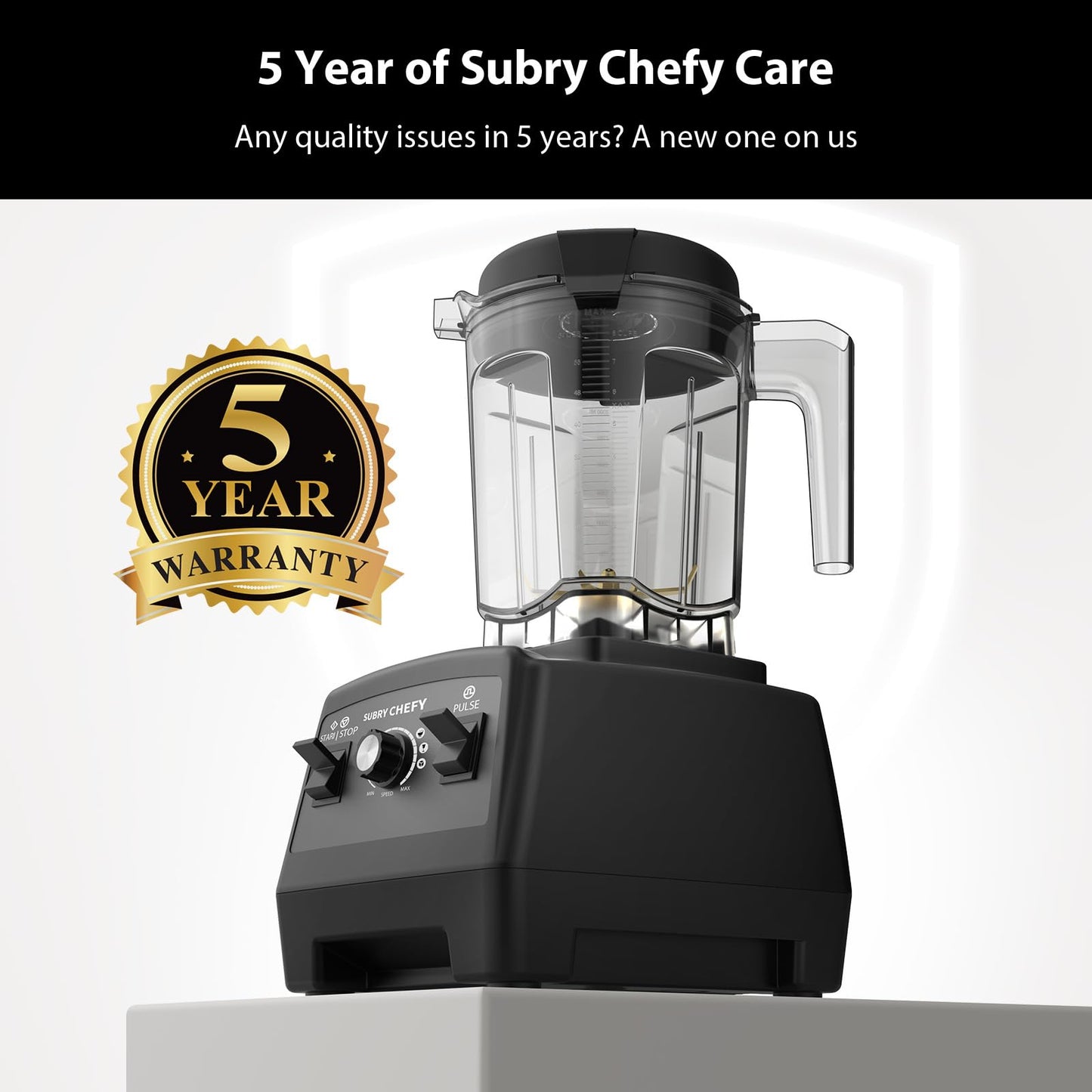 Subry Chefy Countertop Blender Pro 2000W, Professional High-Speed Blender with Powerful Brushless Motor, 25-Speed, 68oz, Heavy Duty Kitchen Blender for Smoothies, Ice Crushing & Food Prep, Black