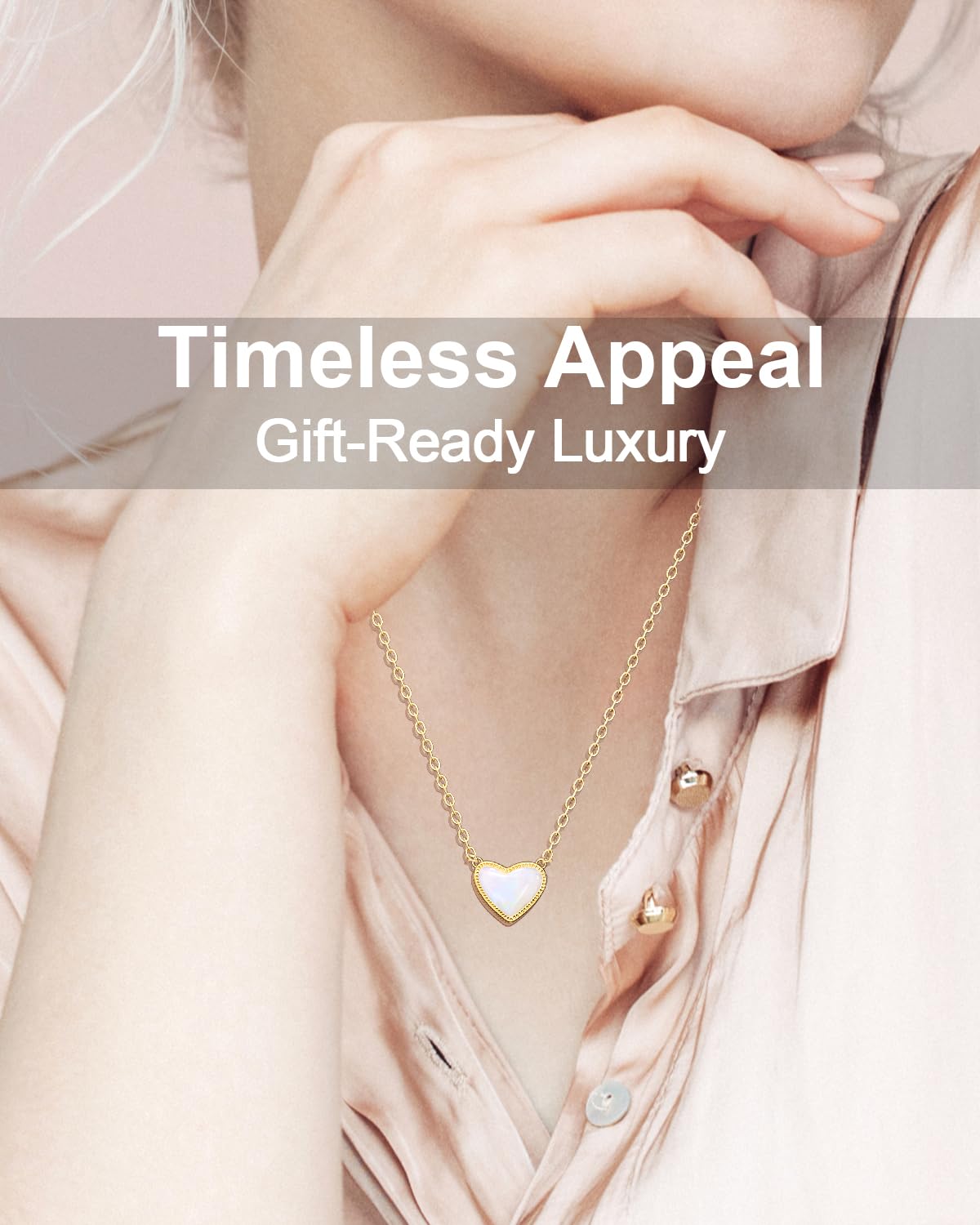AICase 18K Gold Plated Heart Pendant Necklace for Women,Fashion Dainty Simple Adjustable Length Jewelry,Anniversary Birthday Gifts for Women/MoM/Sister/Friends/Her/Wife/Grandma/Coworker_White