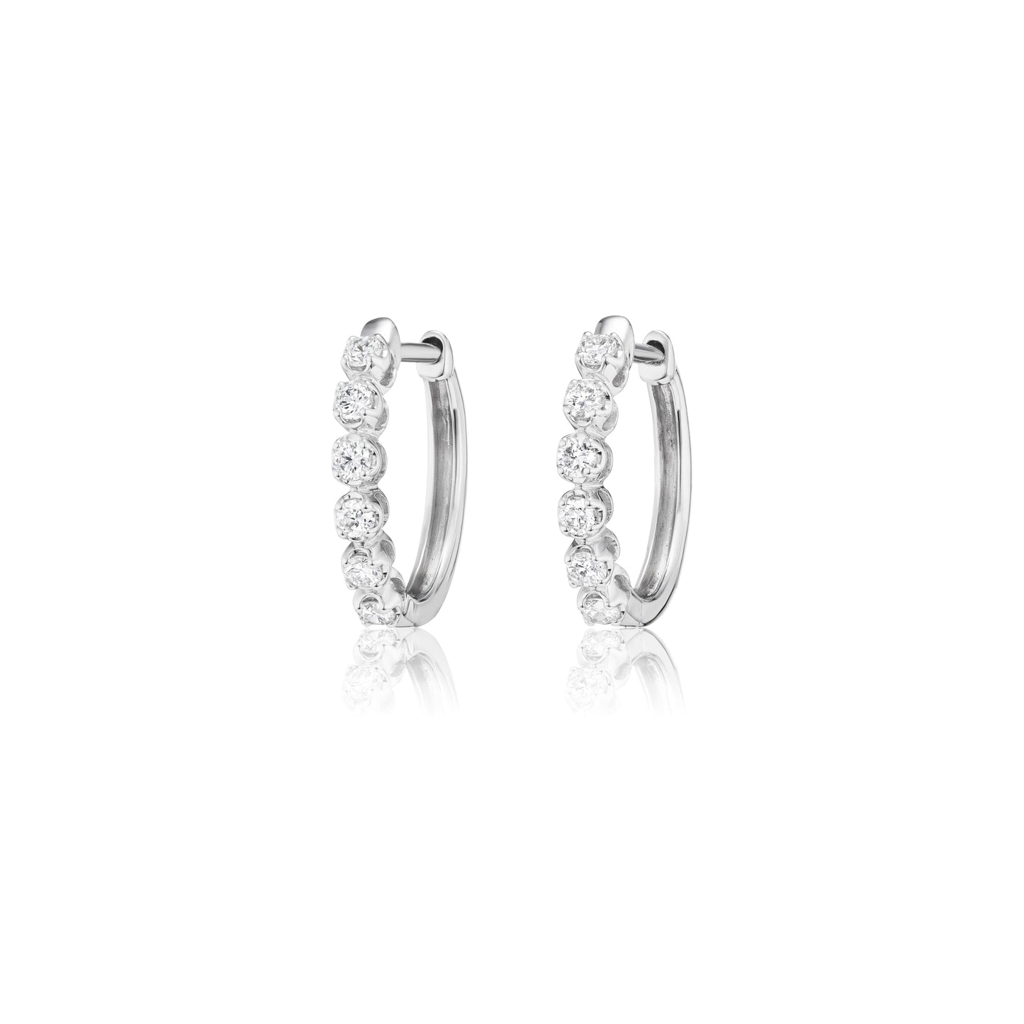 Carbon Atelier Lab Grown Diamond Huggie Hoop Earrings for Women I 10k White Gold Earrings for Her I IGI Certified 1/3 Carat Diamonds (I-J, SI1-SI2, 0.30 cttw) Hinged Hoops