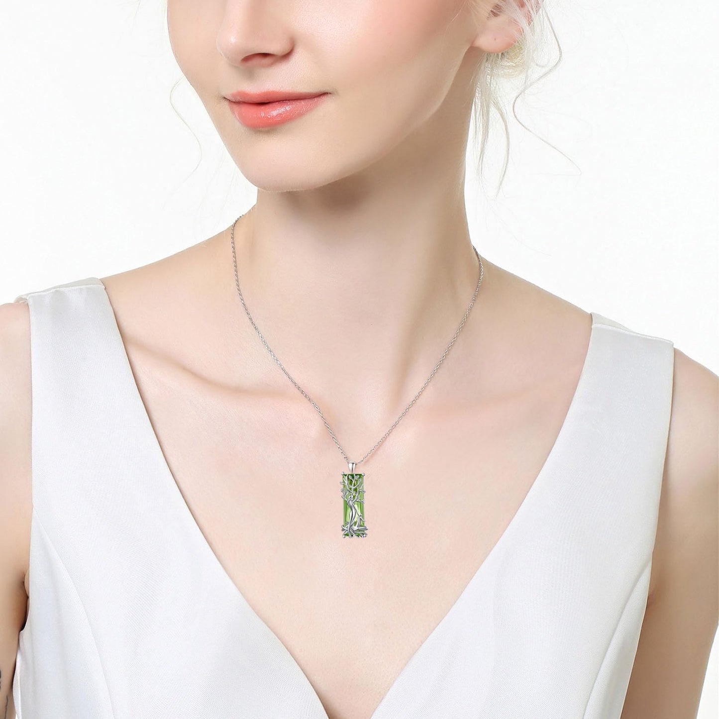 AENEAS Valentines Day Gifts for Women Her Tree of Life Necklace for Women 925 Sterling Silver Famliy Tree of Life Pendant Green Crystal Jewelry Gifts for Women Wife Her