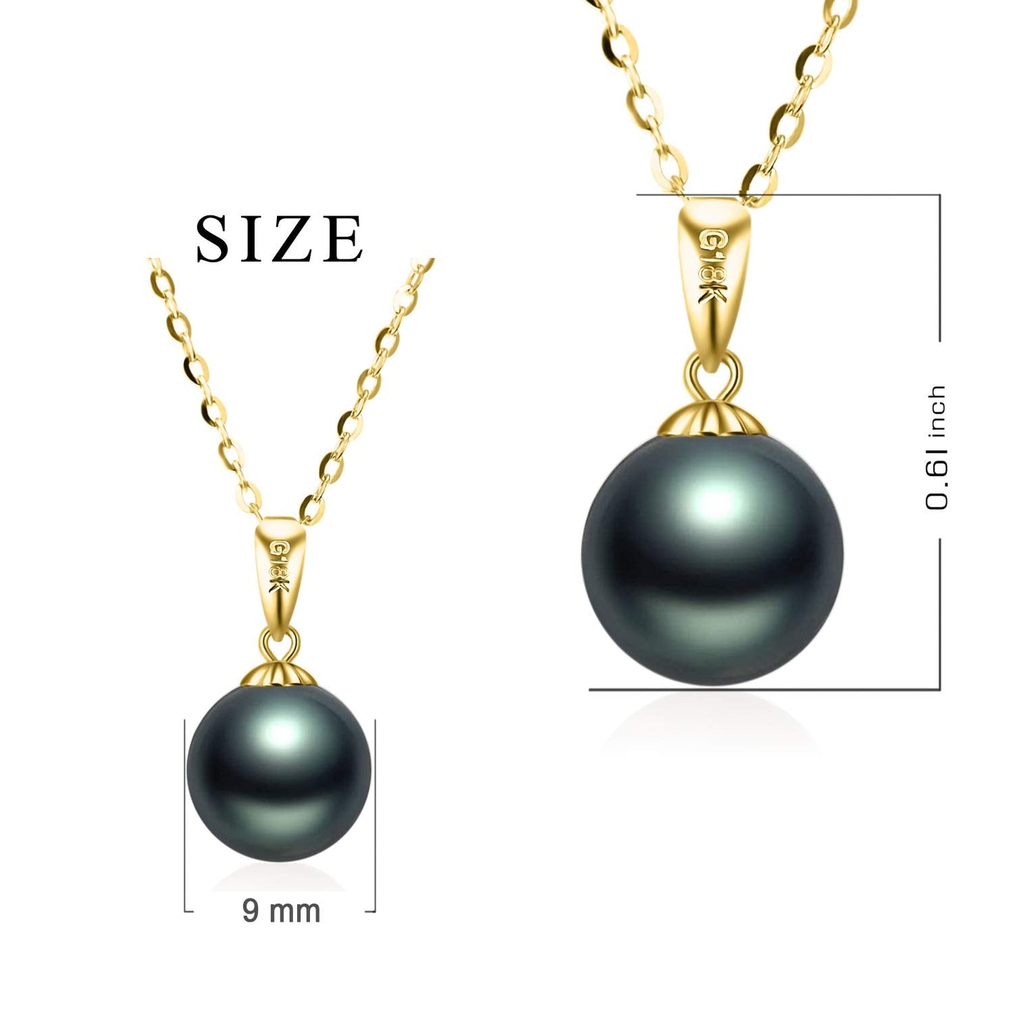 14k Gold Dyed Black Freshwater Cultured Pearl Necklace and Stud Earrings Set for Women