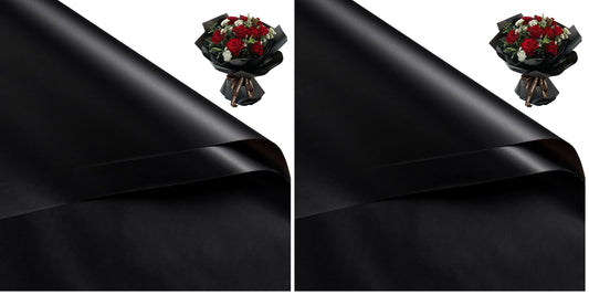 WRAPAHOLIC 20 Sheets Flower Wrapping Paper - 22.4 x 22.4 inch Pure Black Water-Resistant Floral Bouquet Wrapping Paper, Florist Supplies Packaging for Wedding Birthday Gift DIY (Pack of 2)