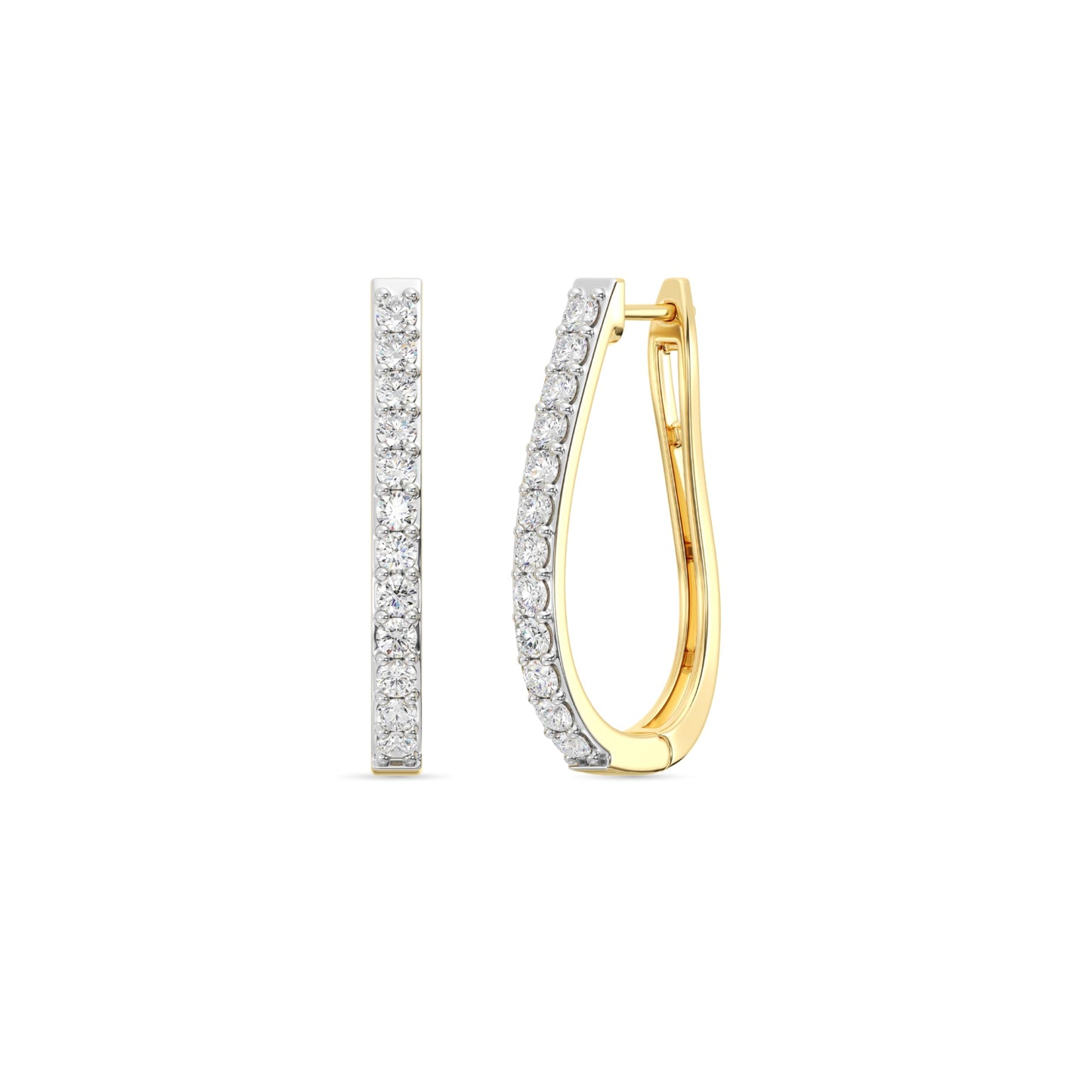 Gilded Lab-Grown Diamond Prong Series Hoop Earrings,1 Cttw | SI1 F Color, 14K Gold-Plated | Elegant & Ethical Jewelry for Women, Gift Box Included | For Anniversaries, Gifting and Special Occasions