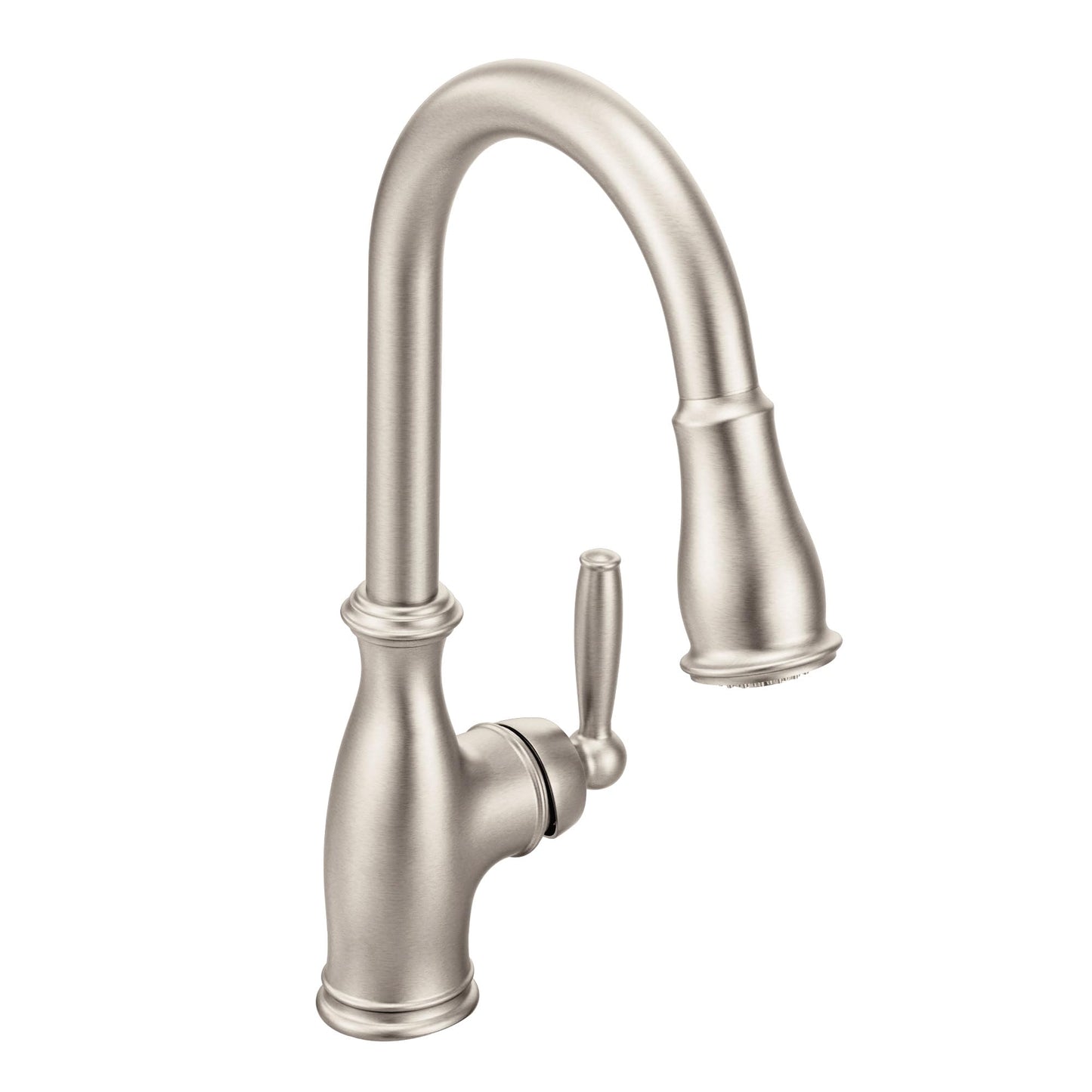 Moen Brantford Spot Resist Stainless Traditional One-Handle Kitchen Faucet with Pulldown Sprayer Featuring Power Boost and Reflex Docking System, 7185SRS