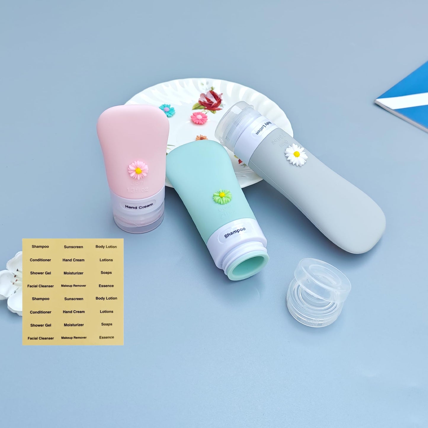 CATCH ON Travel Bottles for Toiletries, Silicone Travel Size Containers, Leak Proof Refillable Liquid Shampoo and Conditioner Travel Essentials Toiletry Bottles