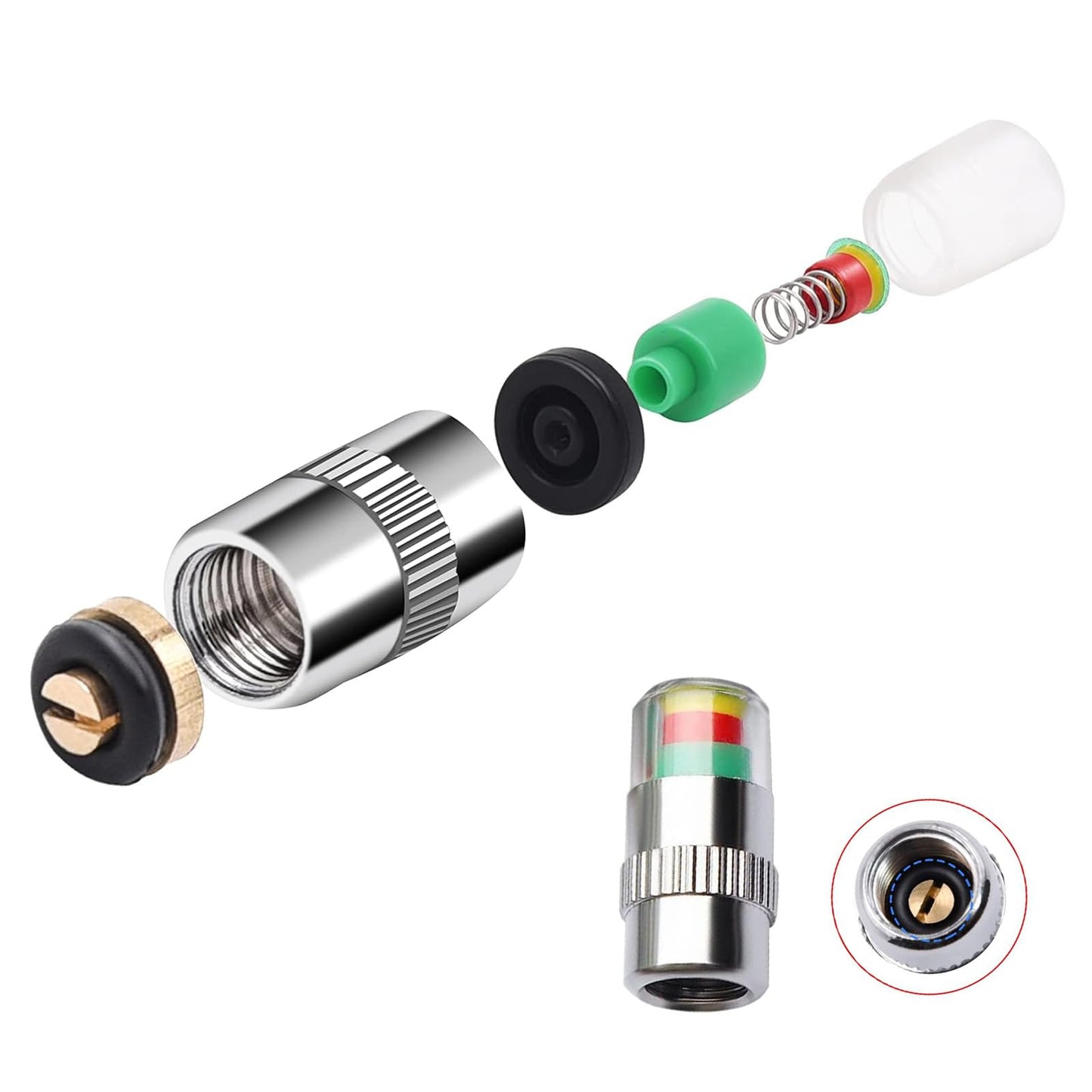 LANCESKEY 12pcs Tire Pressure Caps, Easy to Read 3 Color Car Tire Pressure Monitor Valve Stem Caps, 32-to-35 PSI