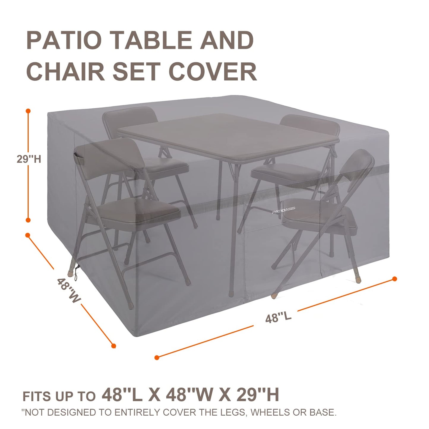 Waterproof Square Patio Table and Chair Covers 48''L x 48''W x 29''H 600D Heavy Duty Outdoor Furniture Cover for Square Firepit Table Set Windproof UV-Resistant Small Patio Cover
