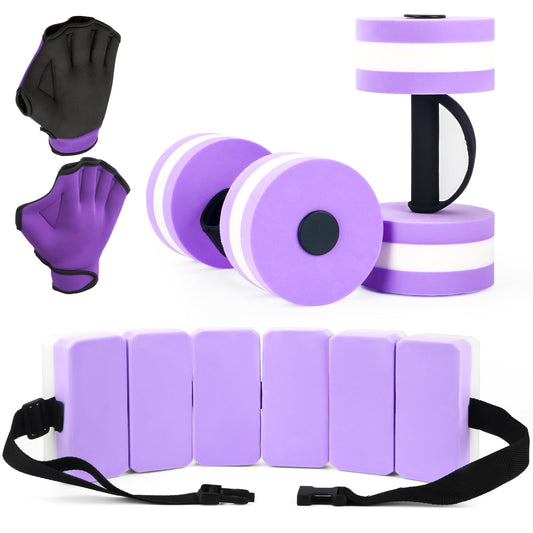 HOMNUTS Water Dumbbells Aquatic Exercise Combo Set, High Density Water Weight, Swimming Belt, Swimming Aquatic Gloves for Swim Fitness Training Water Exercise