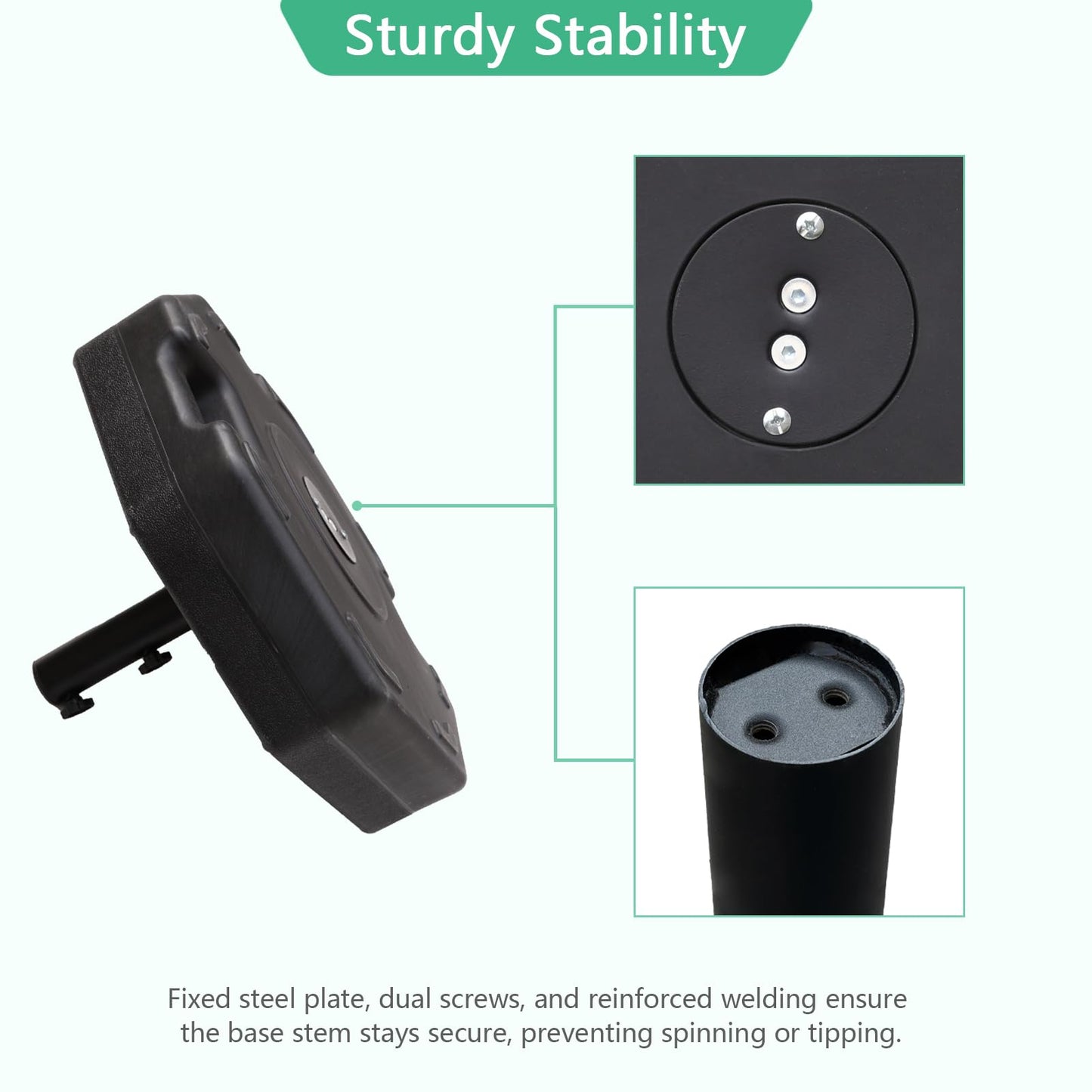 Helios&Hestia 112 lb Heavy Duty Plastic Water and Sand Fillable Outdoor Umbrella Base Stand Weight for Patio Market Table Umbrella, Black
