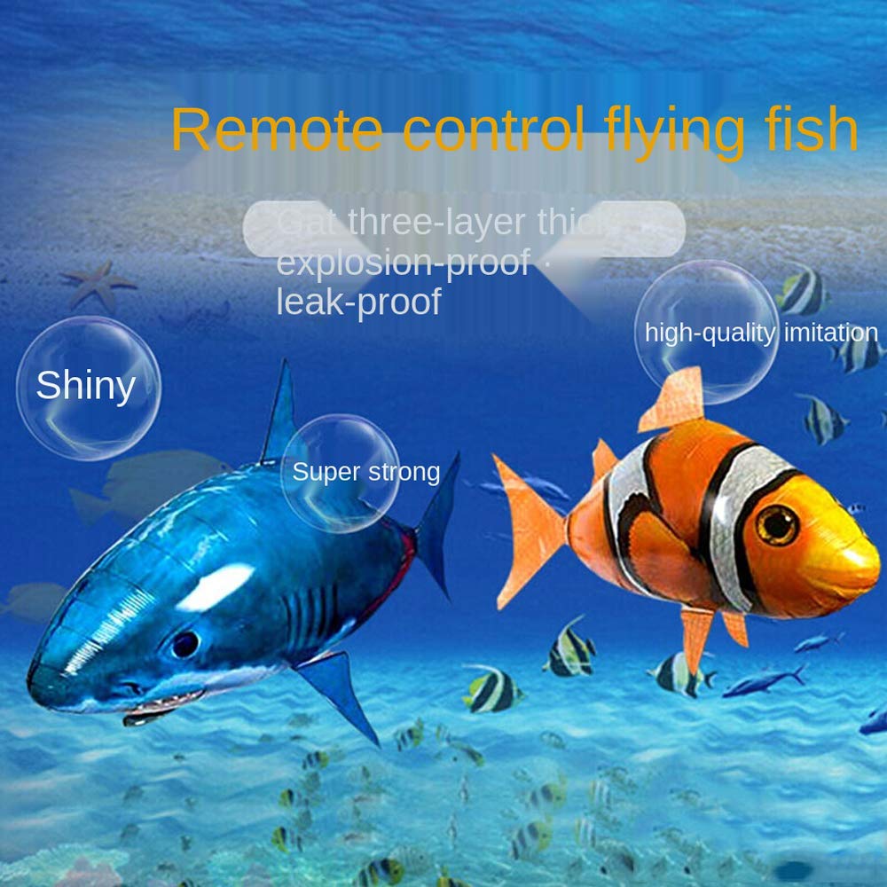 Remote Control Shark Toys Swimming Fish RC Animal Toy Infrared RC Fly Air Balloons Clown Fish Toy Gifts Party Decoration Balloon ANTI-GRAVITY INDOOR TOY HOVERS and FLOATS in MID-AIR(Orange)