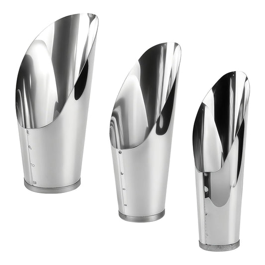 3Pcs Stainless Steel Soil Scoop Set - Bonsai Shovel Tools for Repotting, Succulent Planting, Gardening Small Metal Hand Spade Trowel (Silver)