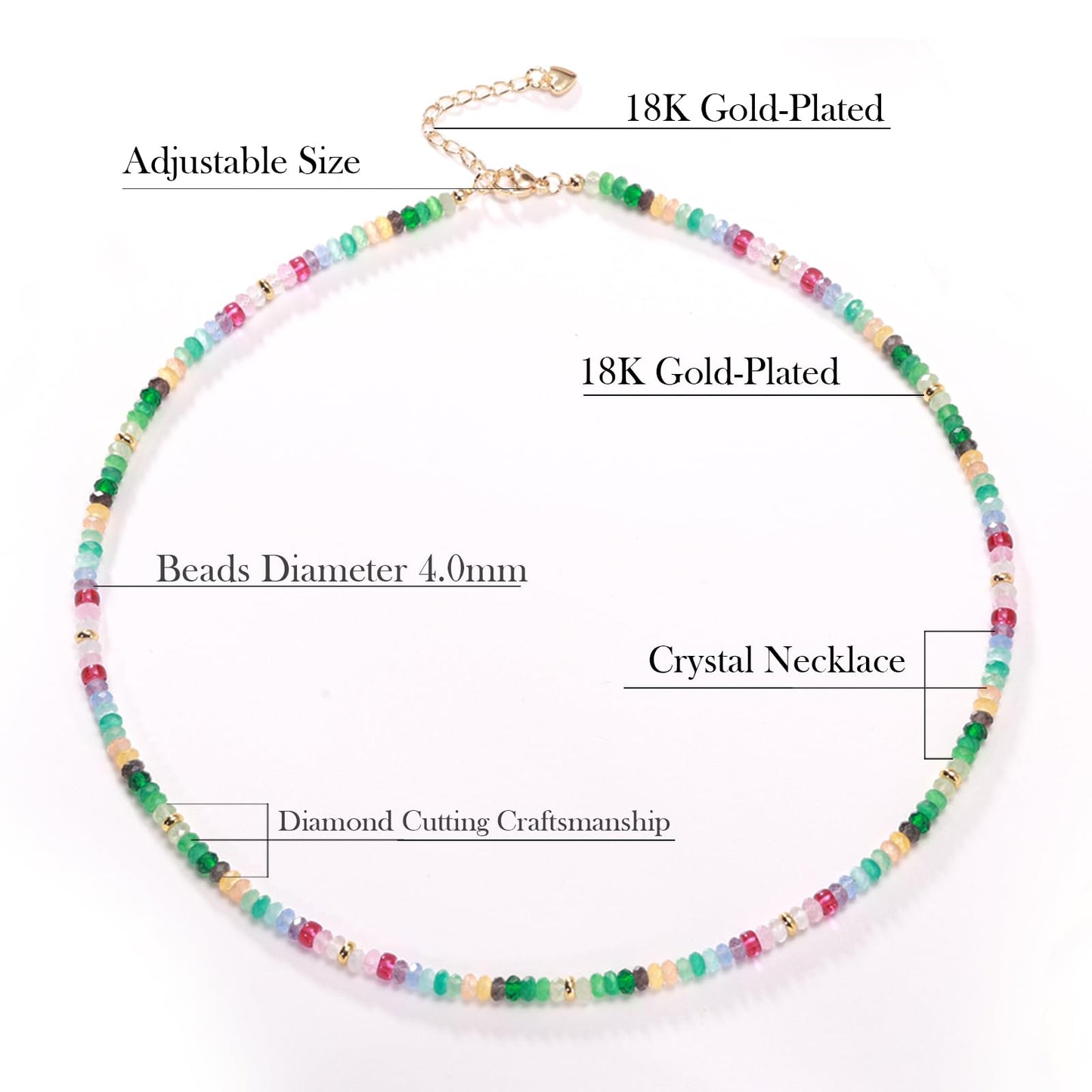 Gmissbabicoo Healing Crystal Necklace for Women Spiritual Ruby Beads Handmade Gemstone with 18k Golden Plated Colour Crystals Stones Beaded Adjustable Necklaces Jewelry