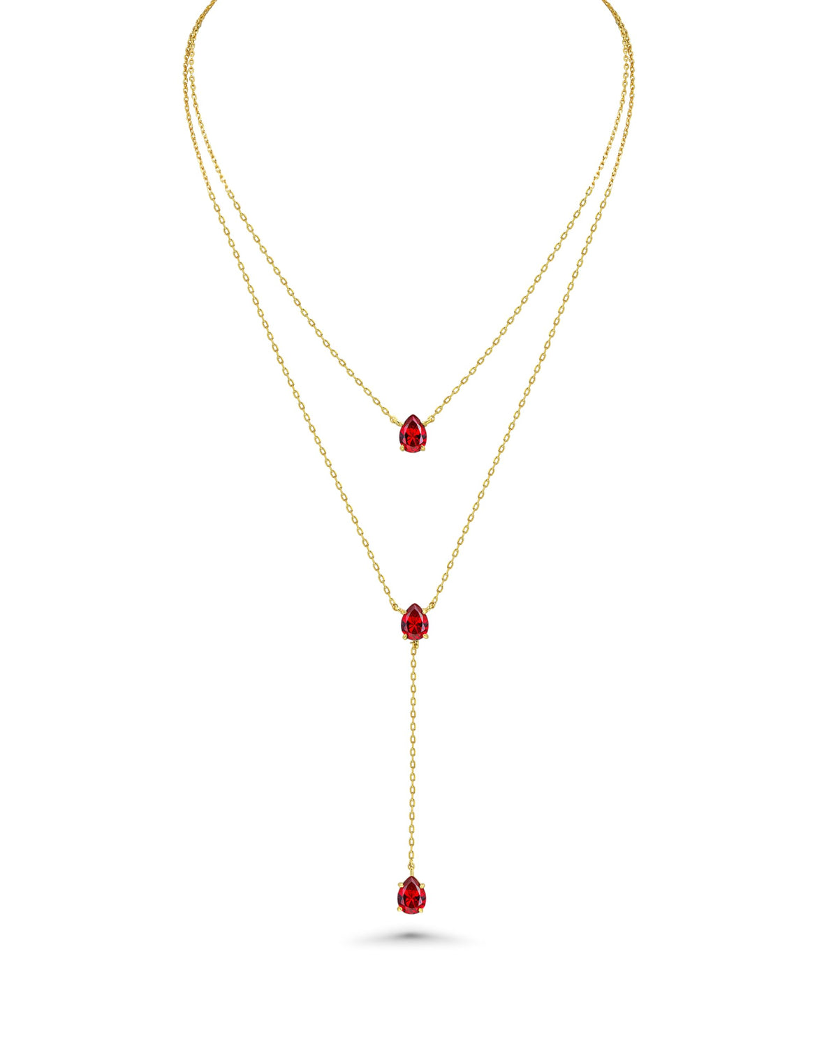 SNGIA Long 18K Gold Plated Blue Green Red Layered Pendant Necklace For Women (Emerald, Ruby, Seafoam, Sky, Sapphire, Pink), Dainty Birthstone Necklace, Statement Necklace Jewelry Gifts.