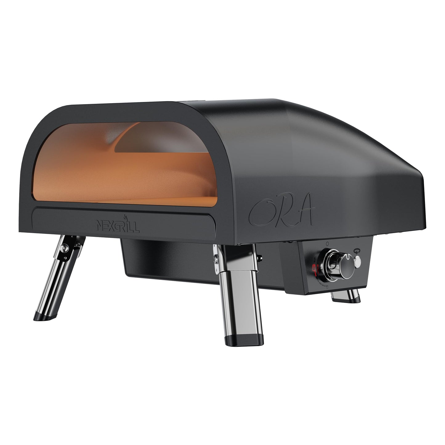 Nexgrill Ora 16" Portable Tabletop Propane Pizza Oven, 24,000BTUs, Portable Gas Pizza Cooker with Foldable Legs, Auto Rotating Cordierite Pizza Stone - 820-0088