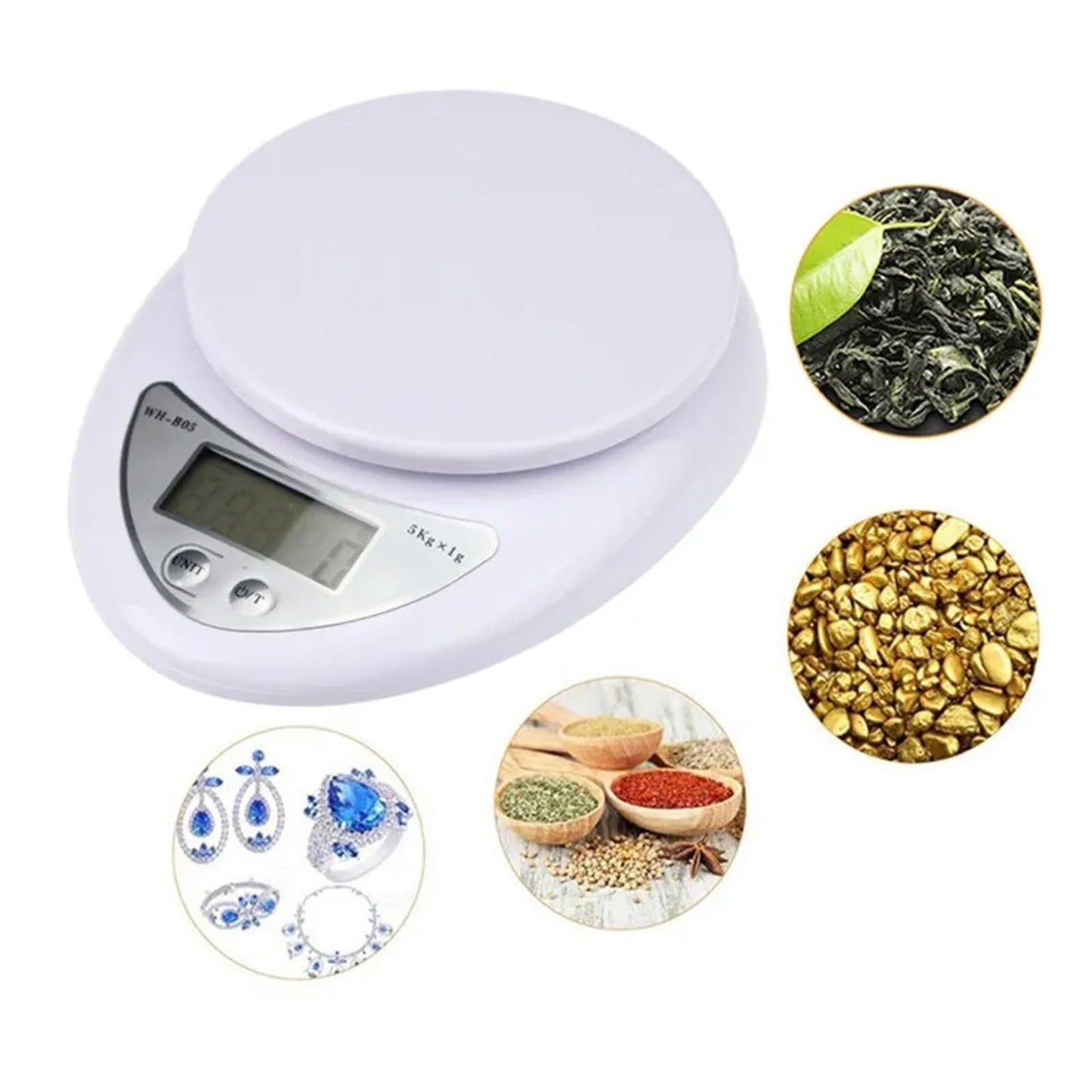 1 Piece 5kg LED Portable Digital Kitchen Scale Food Balance Weight Measuring Electronic Small Weighing