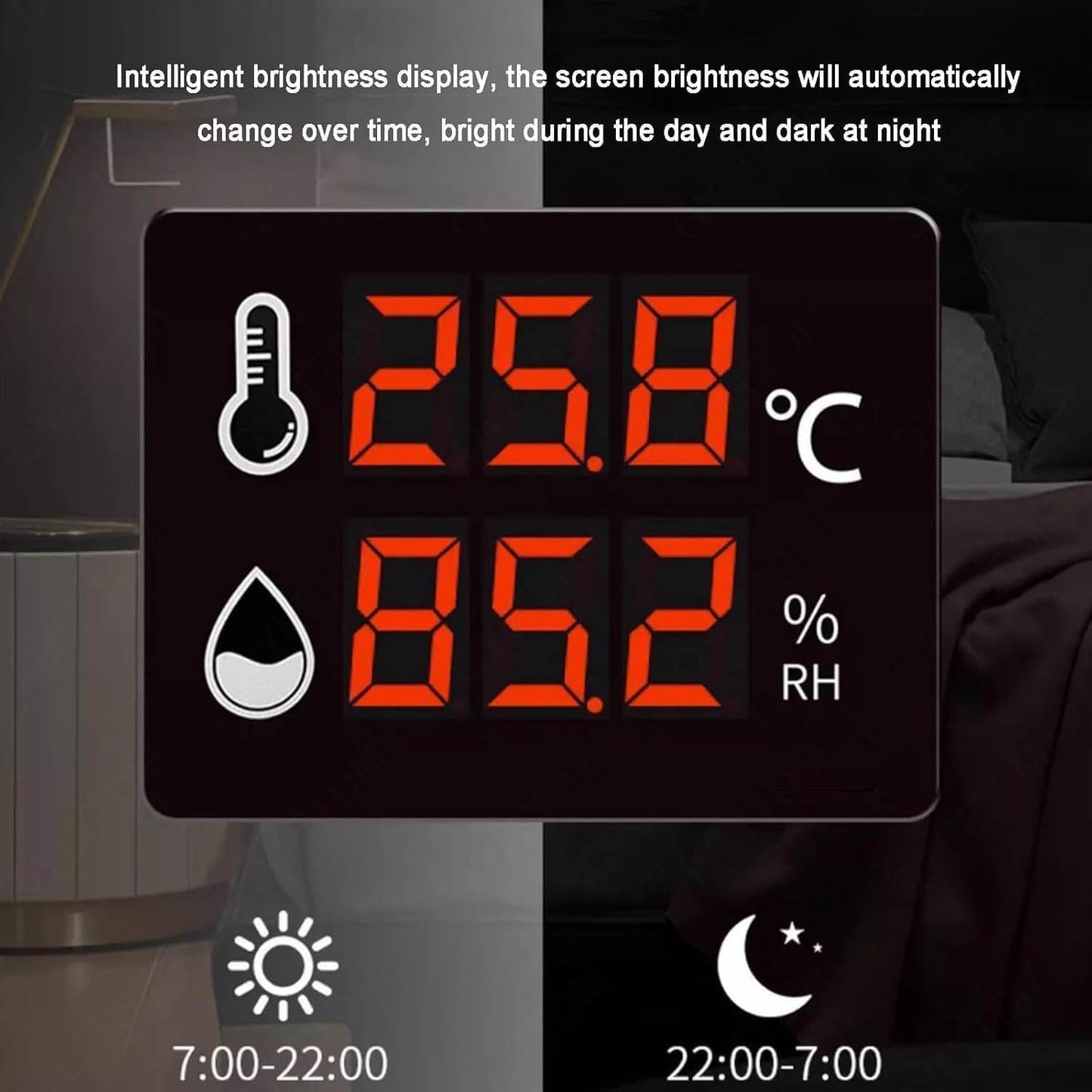 oiakus Digital Thermometer Hygrometer, Upper and Lower Limit Alarm, External Rainproof Probe, -40～80℃, 0~99% RH, Long Range Visualization, for Home, Classroom, Industrial Use
