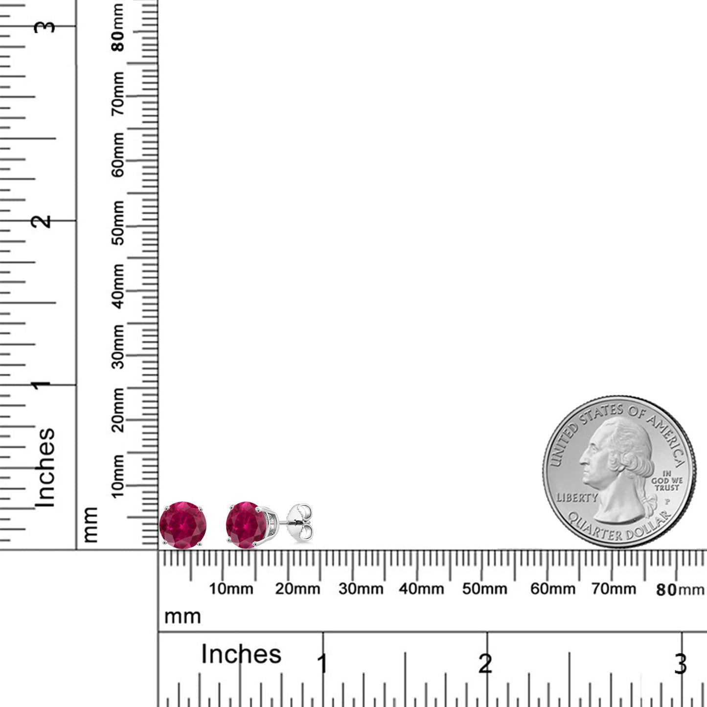 Gem Stone King 2-4 Cttw Round Gemstone Birthstone Stud Earrings For Women Men | 925 Sterling Silver | Round 7MM | Fine Jewelry Gifts for Women Her Mom Wife Men | Created Ruby-July