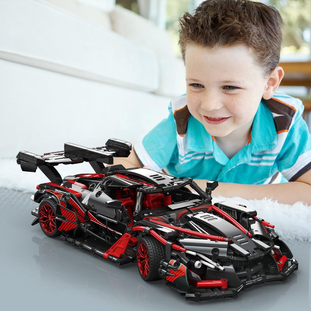 APAWR Adults Challenging Racing Car Building Blocks Kit，1:14 1391 Pieces Car Model Building Set DIY Toys for Boys Age 12 13 14 15 16