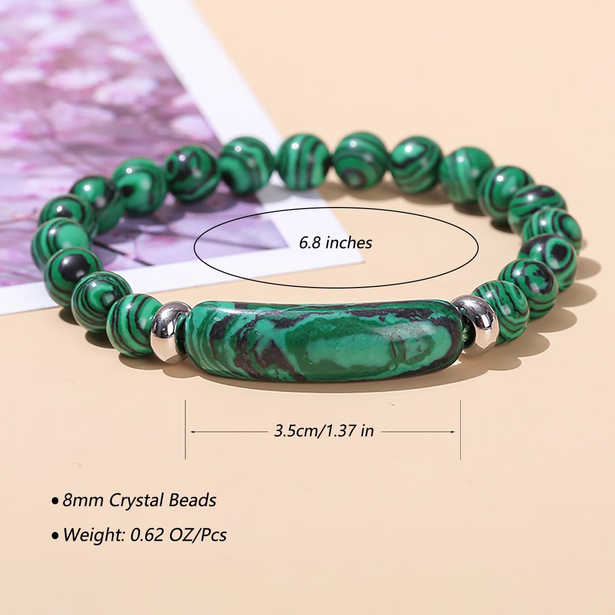 APIUWOXE Link Pheromone Bracelet Rose Quartz for Women, 8mm Crystal Beads Stretch Chakra Energy Stone Pink Love Bracelets Good Luck Handmade Jewelry Bangle Gifts Idea for Young Adult Women Green