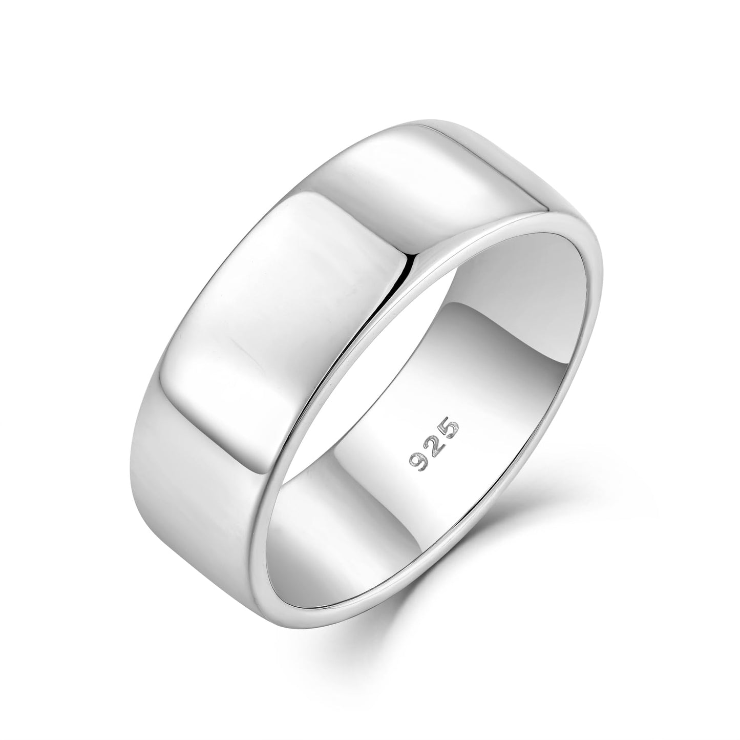 STARCHENIE Solid 925 Sterling Silver 7mm Wedding Band Ring, Comfort Fit High Polish, for Men and Women (Size 8)