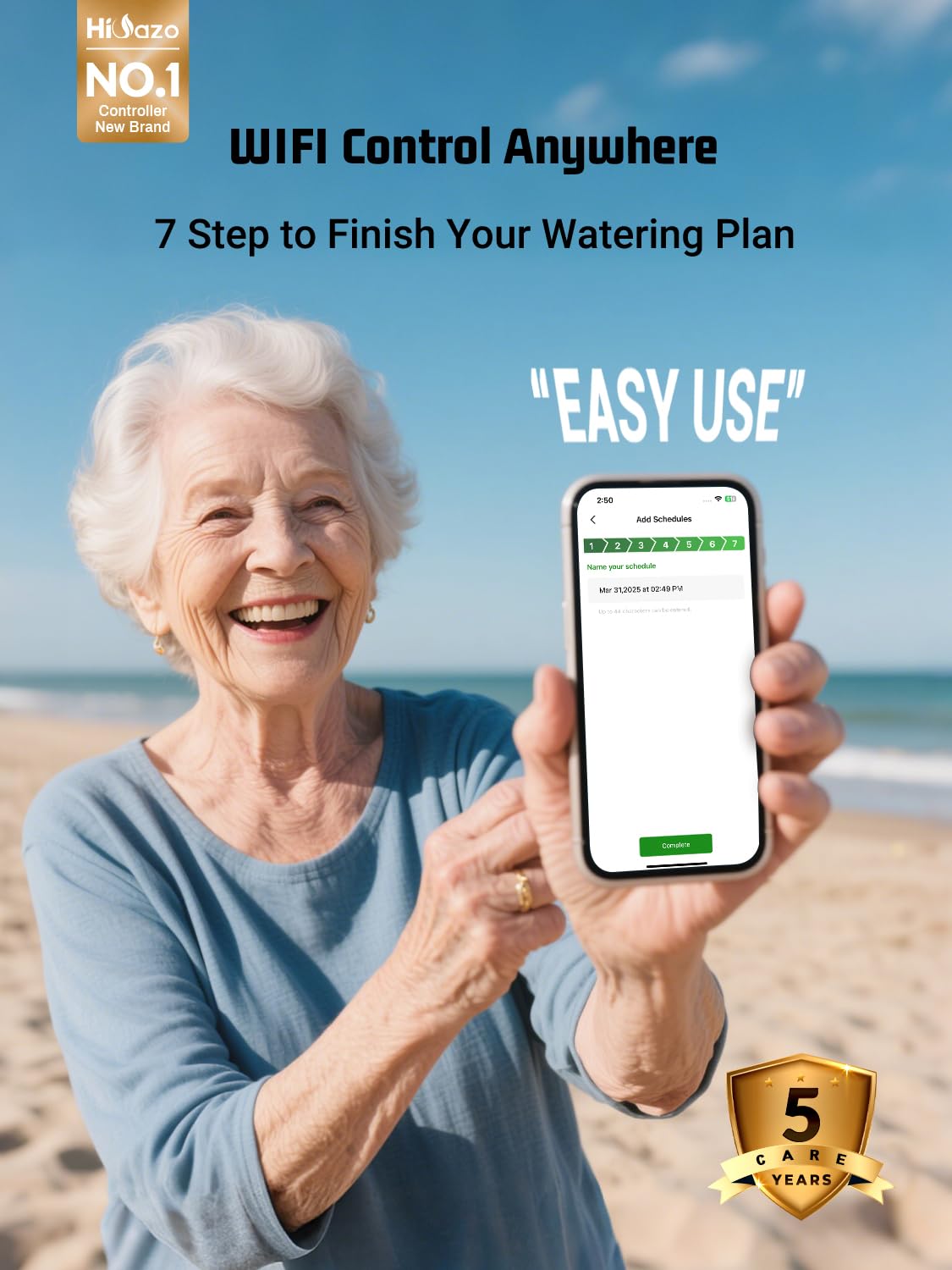 Smart Sprinklers Controller 2.4GHz WiFi, Irrigation Controller Easy Use App Enabled, 4 Zones + 16 Plans, Save Water Auto Skip Rain, Freeze & Wind, 10 Minutes Install
