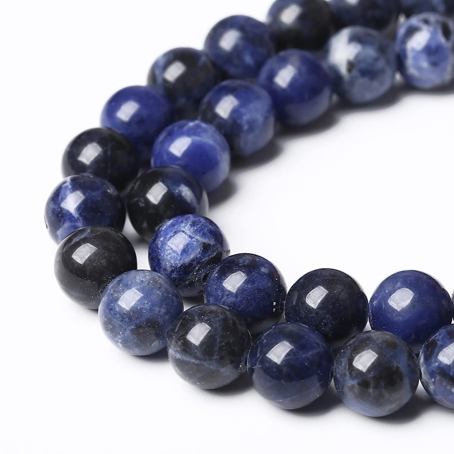 Natural Dark Blue Sodalite Stone Beads Round Loose Spacer Beads for Jewelry Making DIY Bracelet Assortments 90Pcs 4mm 1 Strand (4mm, Natural Blue Sodalite)