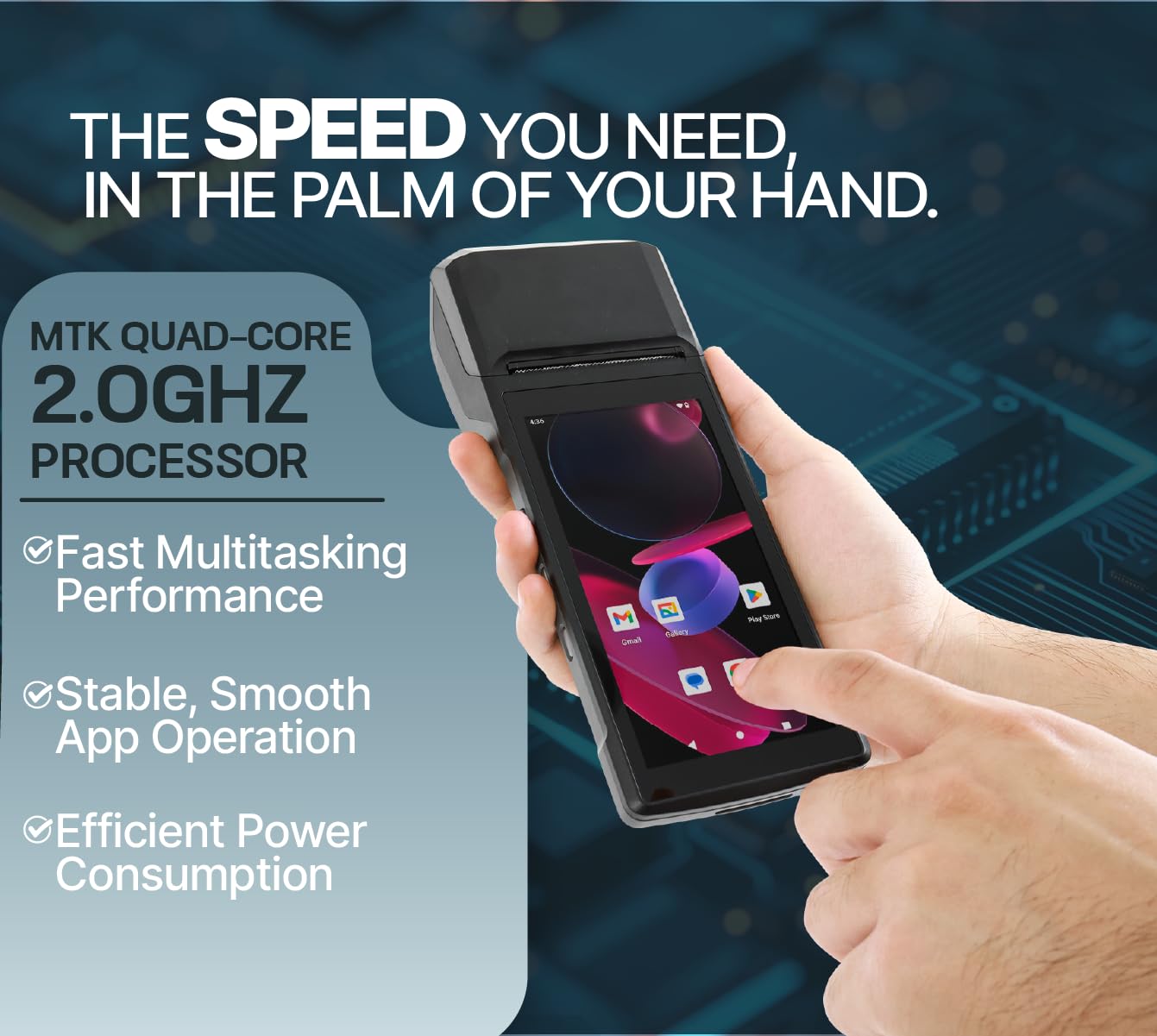 Multzo POS PDA H10 Receipt Printer Android 13 and 58mm High Speed Thermal Printer 5.5’ Touch Screen. Handheld Mobil Point of Sale Tablet. Scan 1D/2D/QR barcodes. Support 4G. 3GB Ram+32GB ROM