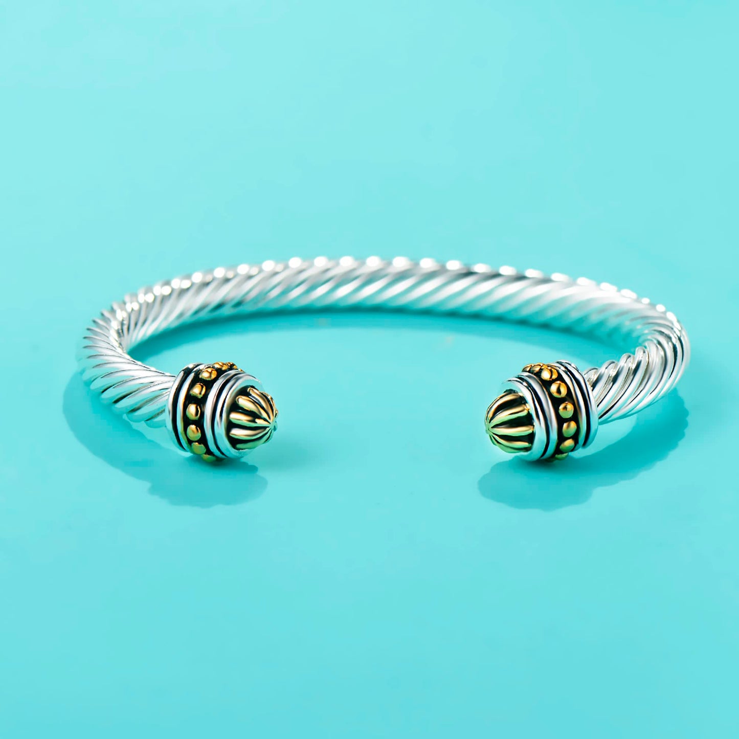 UNY JEWEL Women Jewelry Gold Dots Caviar Twisted Cable Wire Open Cuff Bangle Bracelets Makes a Stylish Christmas Valentine Gifts