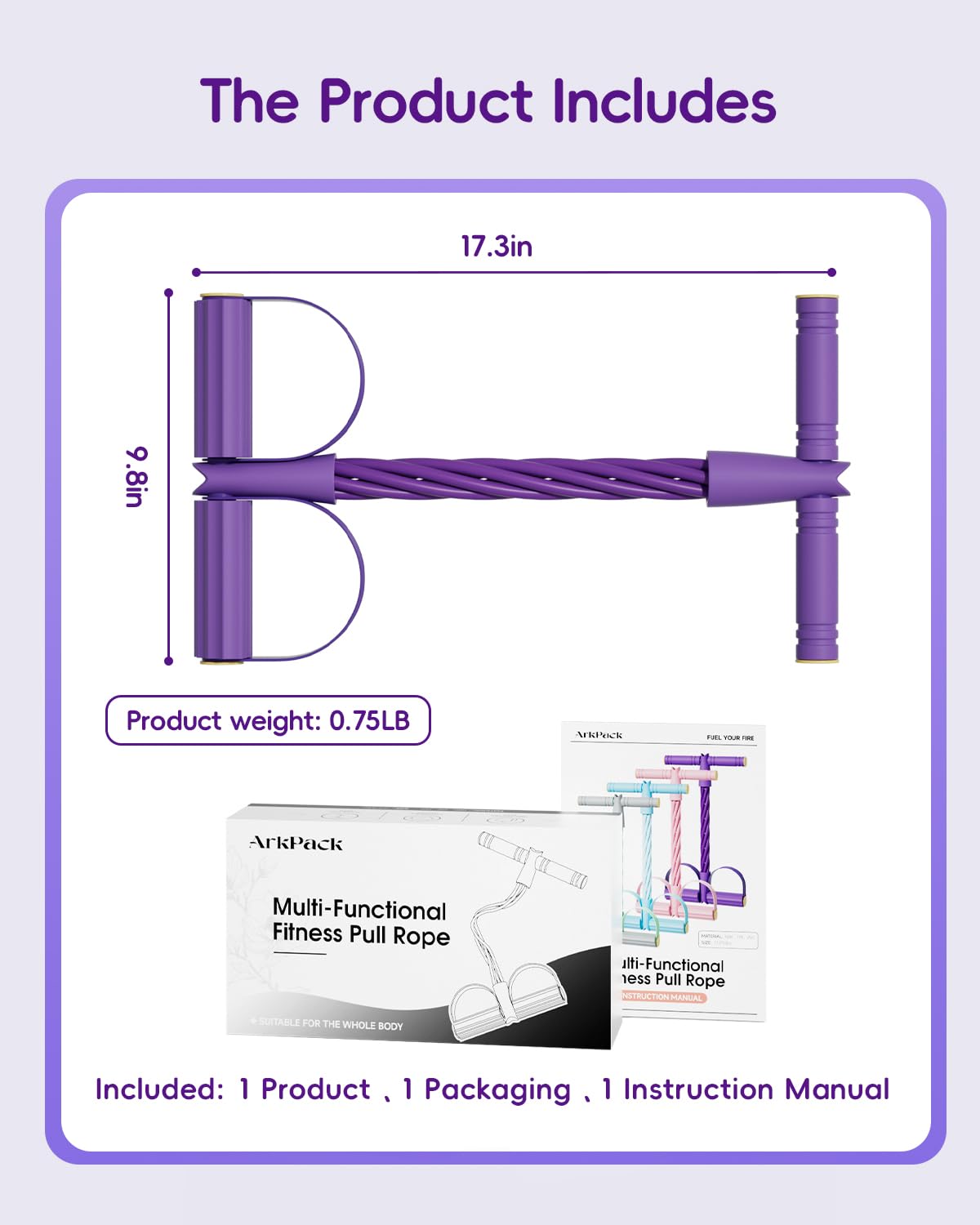 ArkPack Pedal Resistance Band with Handle,6-Tubes Elastic Pull Rope Fitness Foot Pedal Resistance Bands for Women Girls Bestie Yoga Pilates Exercise Legs Calves Waist Arms Abdomen- Green