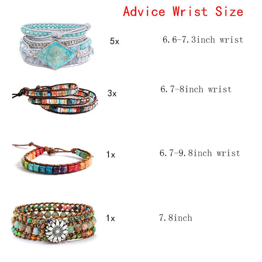 YGLINE Handmade Leather Wraps Bracelet Beads Yoga Bracelets Gemstone Healing Bracelets