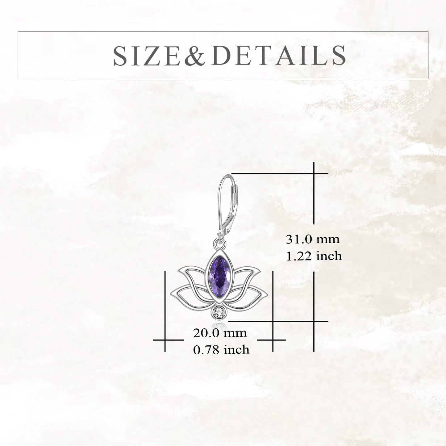 YFN Lotus Flower Earrings Sterling Silver Birthstone Lotus Leverback Dangle Drop Earrings Jewelry Gifts for Women (B. Feb)