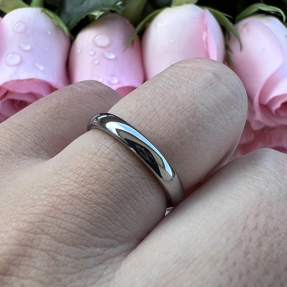 TUTISS 3mm Tungsten Carbide Rings for Women Men Engagement Wedding Bands Domed Polished Comfort Fit Size 10