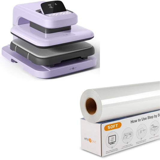 HTVRONT Automatic Heat Press 2 & White Iron on Vinyl - 12” x 50ft