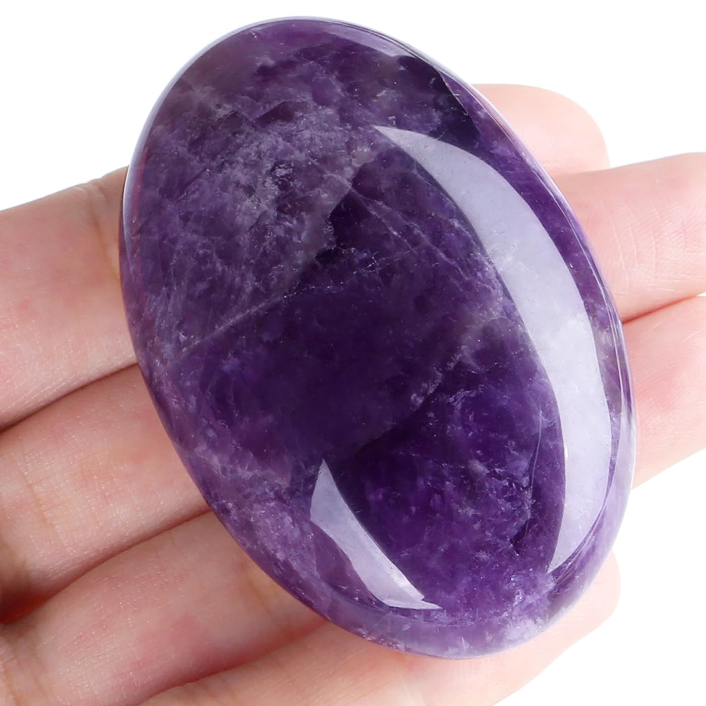 MAIBAOTA 2.4" Amethyst Crystal Healing Crystals Amethyst Stone 0.7" Thick Crystals and Healing Stones Natural Reiki Gemstone Worry Stone Energy Balancing Anxiety Stress Relief Meditation 1 Pc