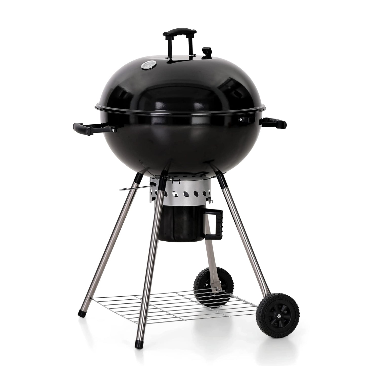 MFSTUDIO 22" Kettle Charcoal Grill, Portable Porcelain-Enameled BBQ Grill with Slide Out Ash Catcher for Outdoor Barbecue Cooking, Black