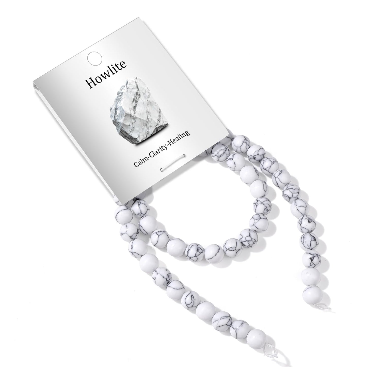 Risyfjew 50PCS 8mm Natural Howlite Beads Gemstone Round Loose Beads for Jewelry Making Chakra Crystal Stone Beads for Bracelets Necklace Earrings Making Supplies (50pcs/Strand)