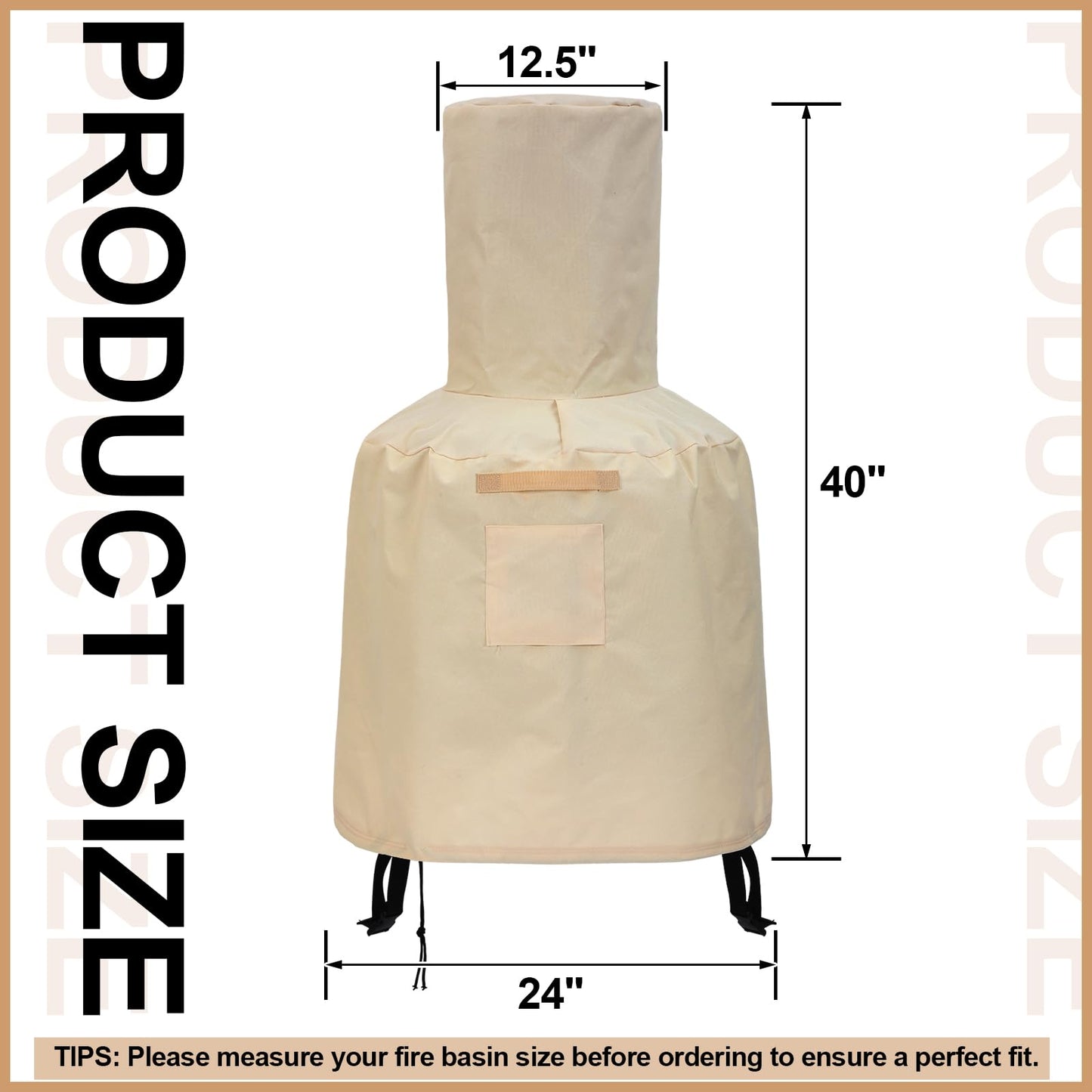 Yoojahow Chiminea Cover Outdoor Waterproof 600D Polyester Fire Pit Cover with Drawstring Weather-proof Heavy Duty Patio Chiminea Caps Outdoor Furniture Protection Defender(Brown)