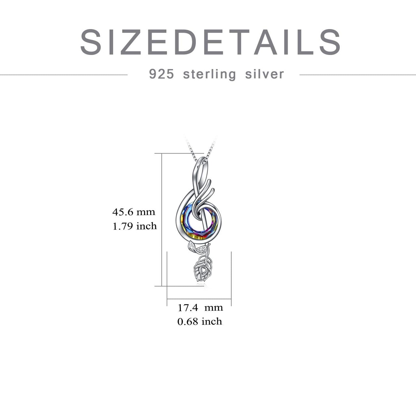 TOUPOP Music Gifts for Women Sterling Silver Music Necklace with Volcano Circle Crystal Phoenix Pendant Necklace Musical Notes Jewelry Gifts for Women Birthday Christmas