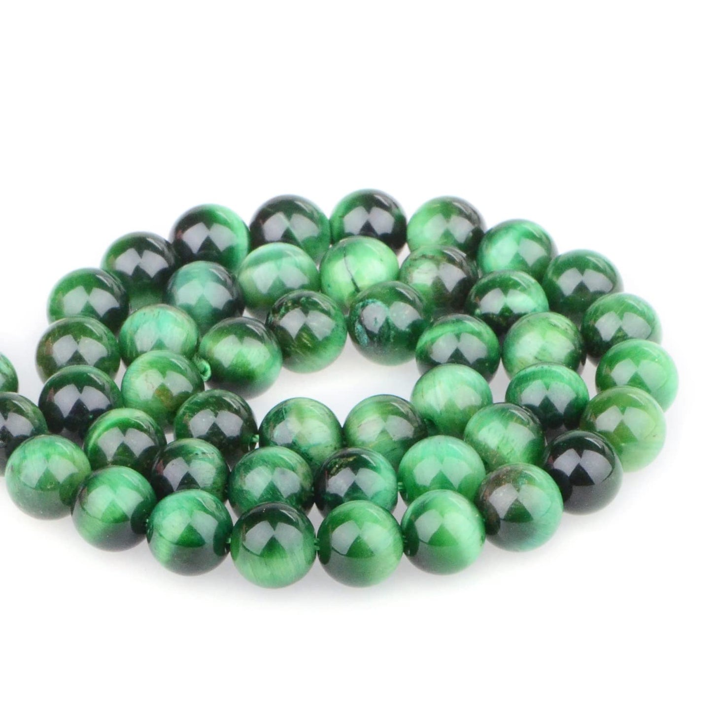 Bymitel 90 pcs Round Loose Stone Beads Gemstone Spacers for Charm DIY Jewelry Making 15.5" per Strand 4mm (Green Tiger's Eye, 4mm)