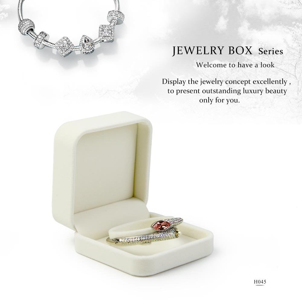Oirlv Velvet Bracelet Gift Boxes White Bangle Display Jewelry Box