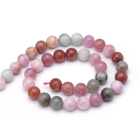 Youngbling Natural Gemstone Beads for Jewelry Making,8mm Rainbow Stone Jade Polished Round Smooth Stone Beads,Genuine Real Stone for Bracelet Necklace 15 Inch(Rainbow Stone,8mm)