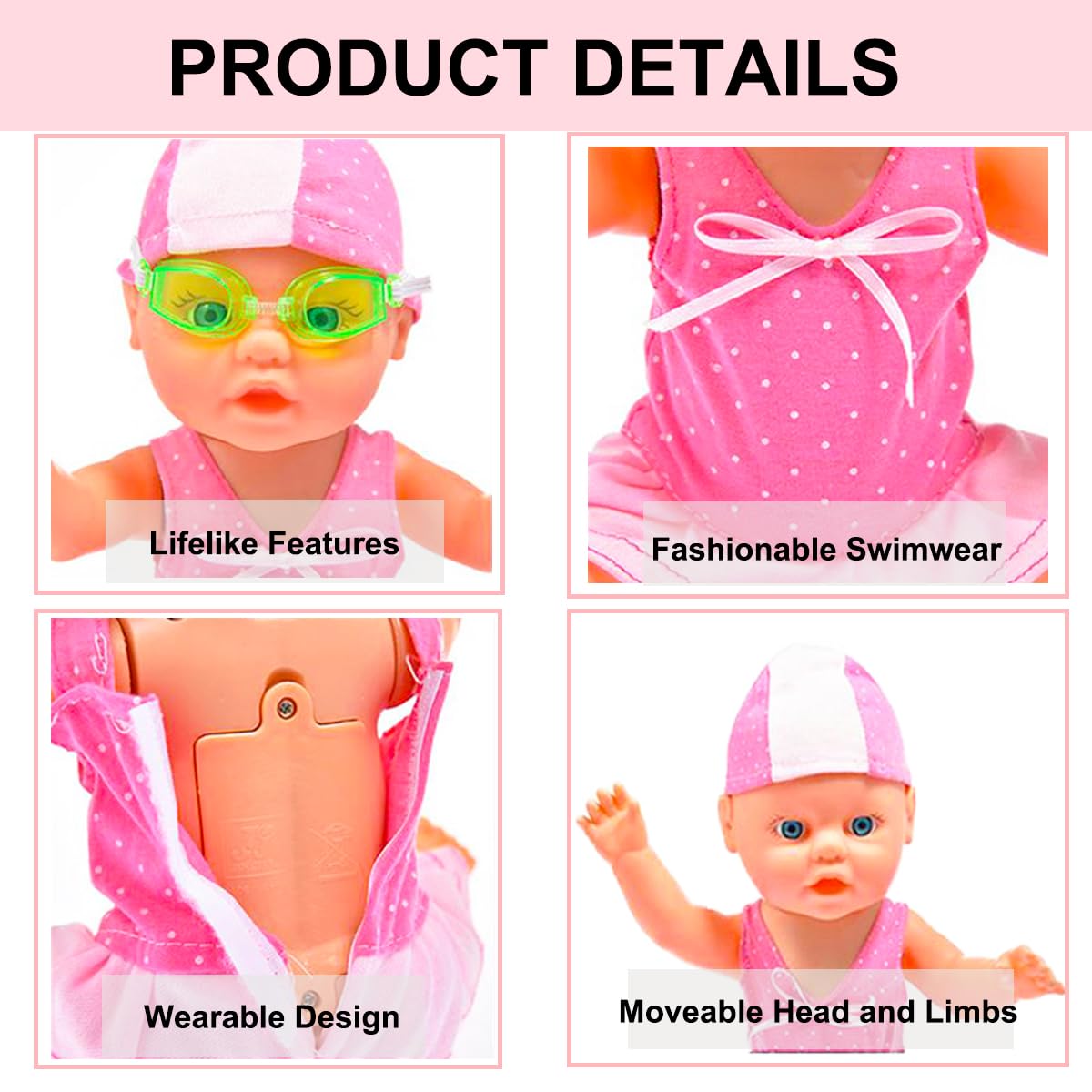 Swimming Baby Toy,2026 New Upgraded Waterproof Swimmer Toy,Electric Water Baby Toy, Backstroke Swimming Toy for Pool