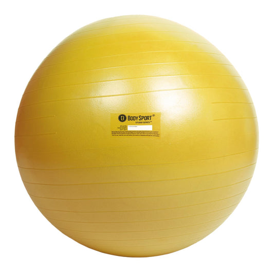 Body Sport Exercise Ball with Pump for Home, Gym, Balance, Stability, Pilates, Core Strength, Stretching, Yoga, Fitness Facilities, Desk Chairs – Yellow 65cm