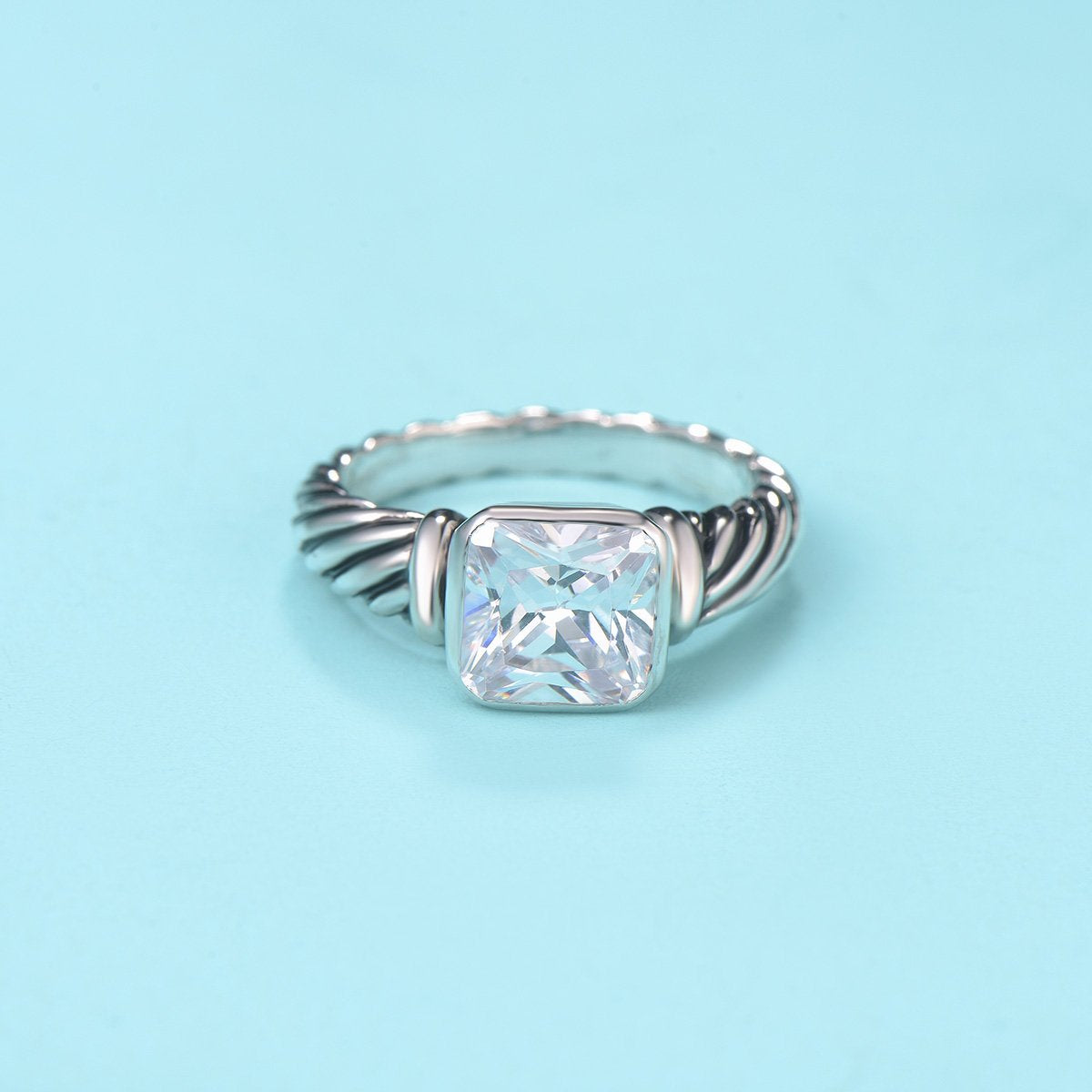 UNY Jewel Petite Ring Twisted Cable Wire CZ Designer InspiPINK Fashion Brand David Women Jewelry Christmas Valentine Gifts (Pink, 7)