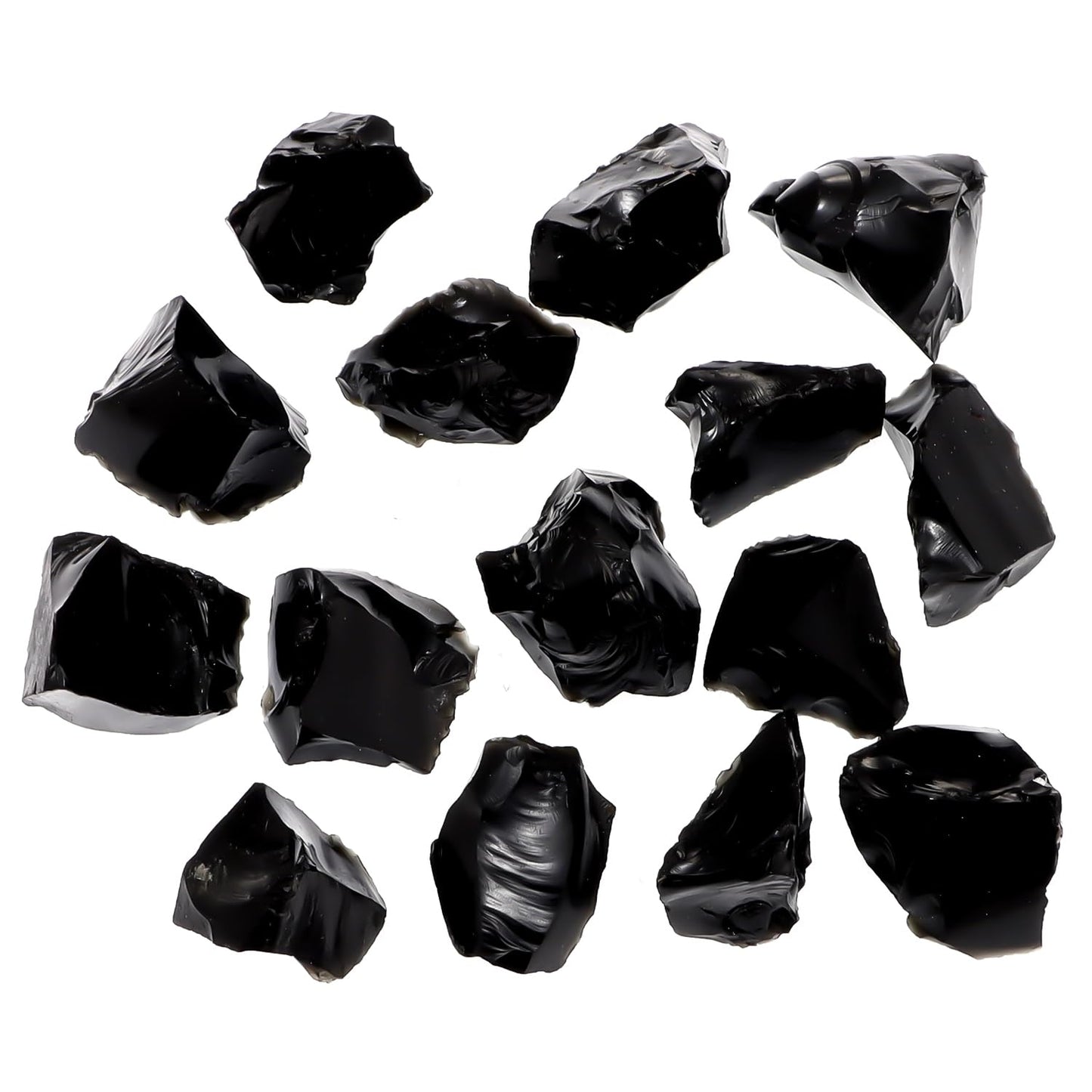 1Lb Black Obsidian Crystal Rocks Raw Stones for Tumbling, Black Obsidian Crystals Bulk Rough Gemstone for Jewelry Making, Healing, Meditation, Sculpture
