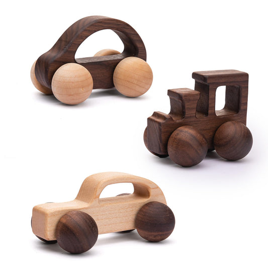 3PCS Wooden Baby Toys, Montessori Toys for Babies 0-6-12 Months, Baby Grasping Toys Push Car Toys for 1 Year Old Boy Birthday Gift,#2